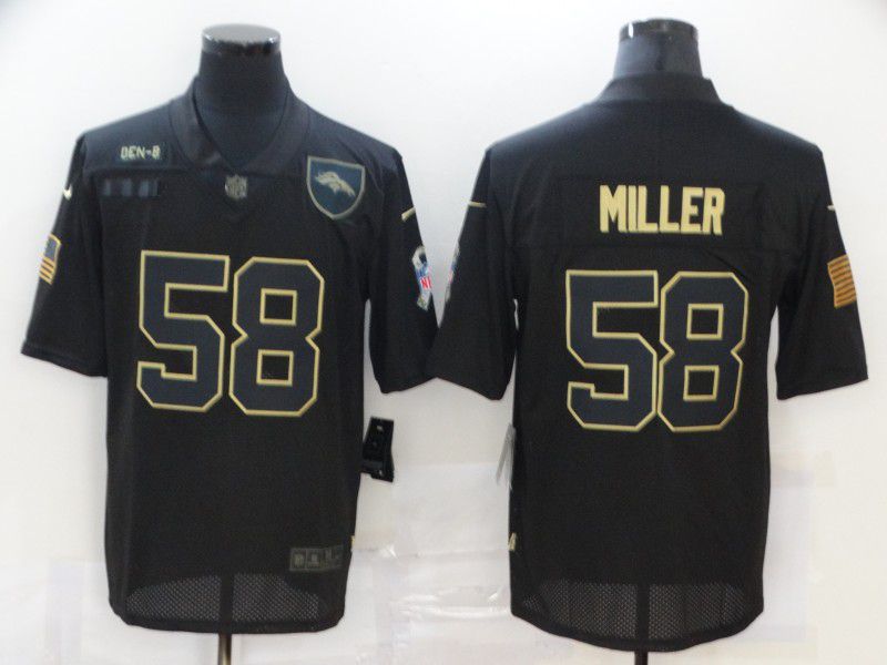 Men Denver Broncos 58 Miller Black gold lettering 2020 Nike NFL Jersey